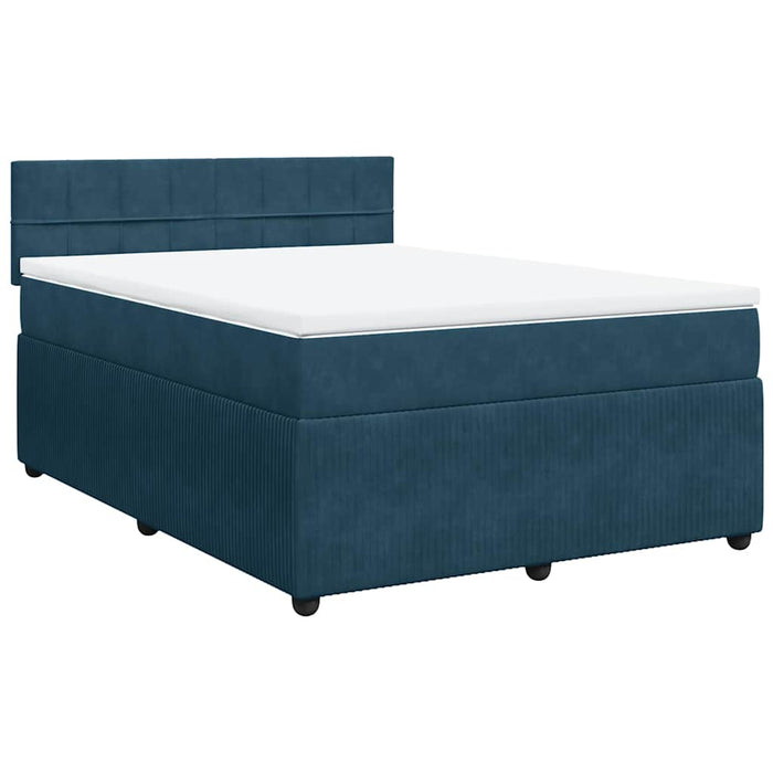 Pat box spring cu saltea, albastru, 160x200 cm, catifea - WALTI WALTI