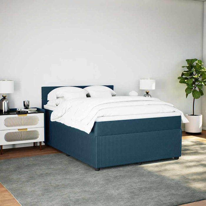 Pat box spring cu saltea, albastru, 160x200 cm, catifea - WALTI WALTI