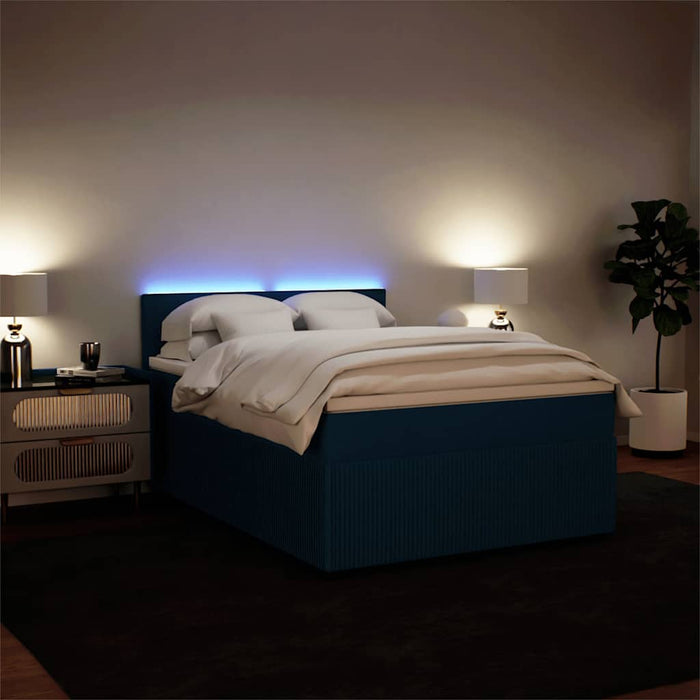 Pat box spring cu saltea, albastru, 160x200 cm, catifea - WALTI WALTI