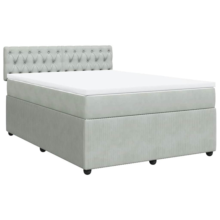 Pat box spring cu saltea, gri deschis, 160x200 cm, catifea - WALTI WALTI