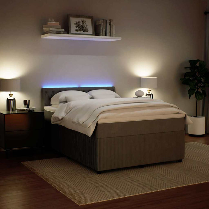 Pat box spring cu saltea, gri deschis, 160x200 cm, catifea - WALTI WALTI