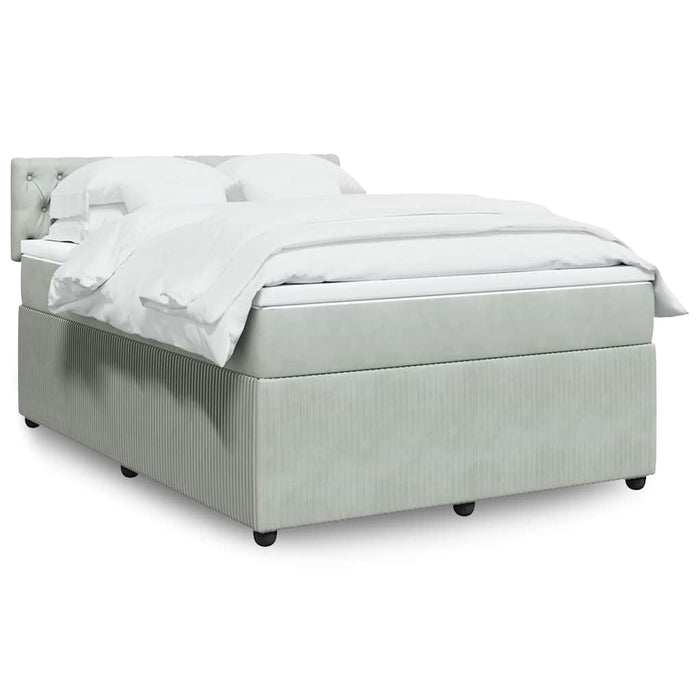 Pat box spring cu saltea, gri deschis, 160x200 cm, catifea - WALTI WALTI