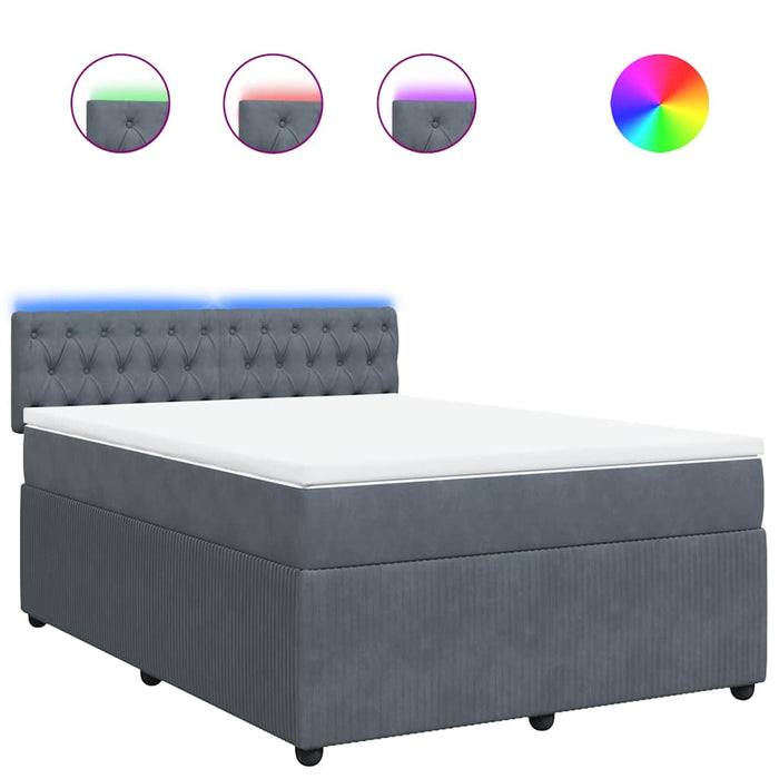 Pat box spring cu saltea, gri închis, 160x200 cm, catifea - WALTI WALTI