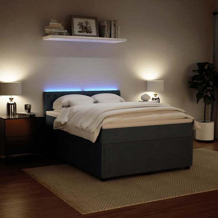Pat box spring cu saltea, gri închis, 160x200 cm, catifea - WALTI WALTI