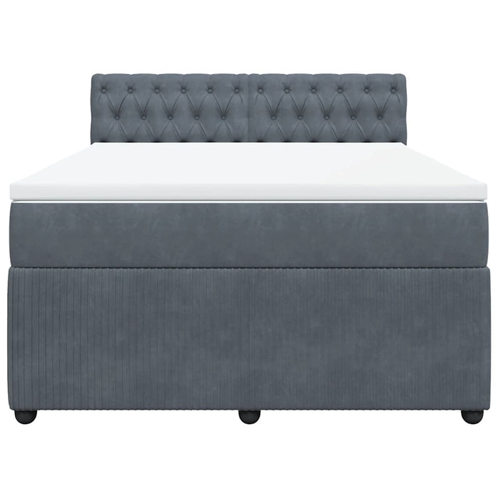 Pat box spring cu saltea, gri închis, 160x200 cm, catifea - WALTI WALTI
