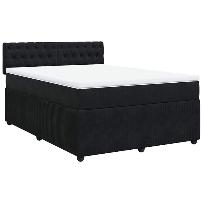 Pat box spring cu saltea, negru, 160x200 cm, catifea - WALTI WALTI