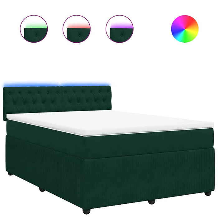 Pat box spring cu saltea, verde închis, 160x200 cm, catifea - WALTI WALTI