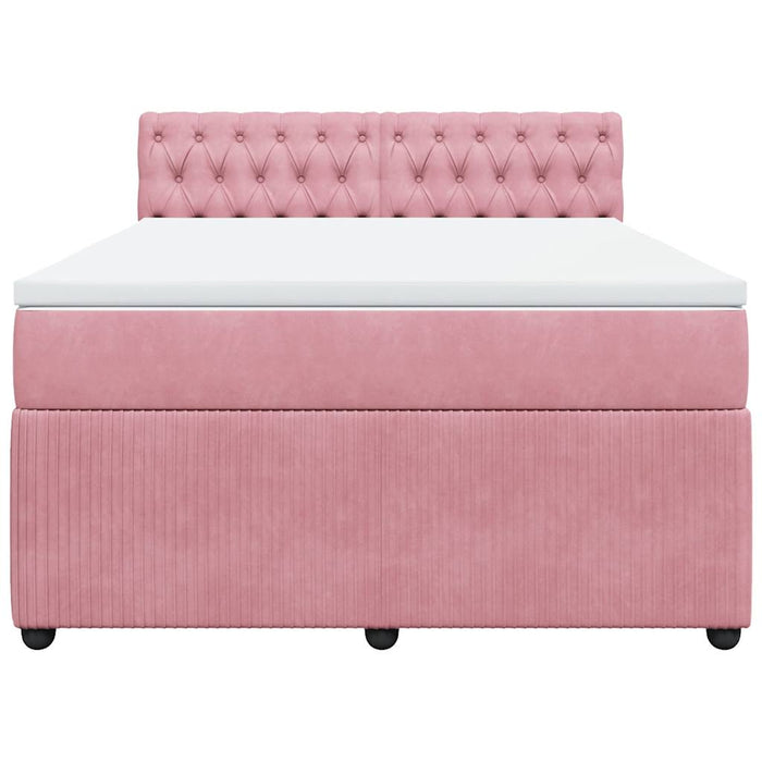 Pat box spring cu saltea, roz, 160x200 cm, catifea - WALTI WALTI