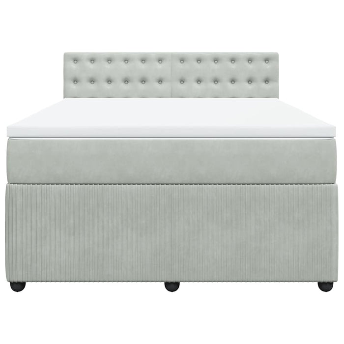 Pat box spring cu saltea, gri deschis, 160x200 cm, catifea - WALTI WALTI