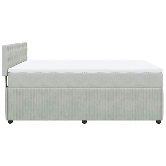 Pat box spring cu saltea, gri deschis, 160x200 cm, catifea - WALTI WALTI