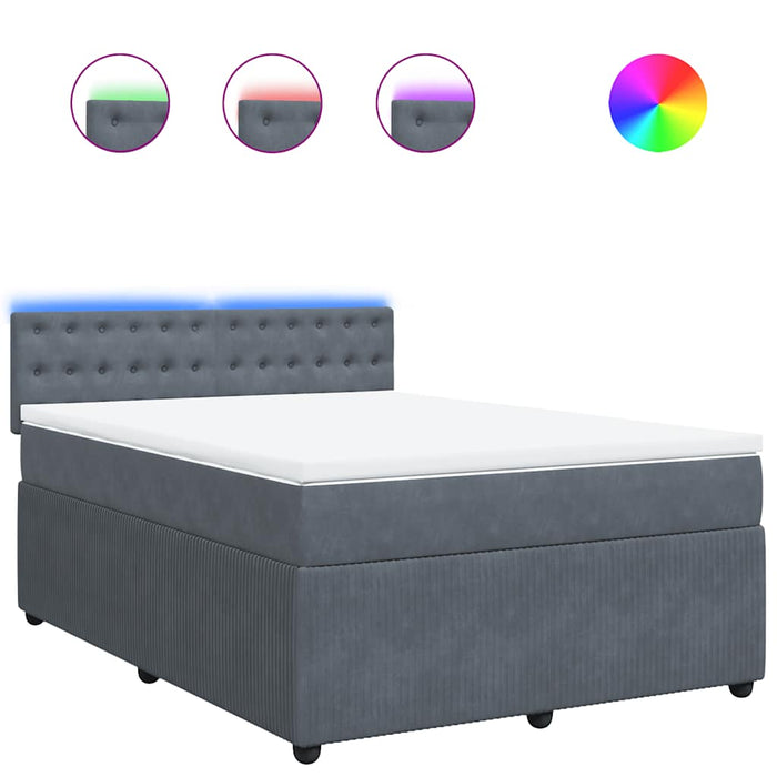 Pat box spring cu saltea, gri închis, 160x200 cm, catifea - WALTI WALTI