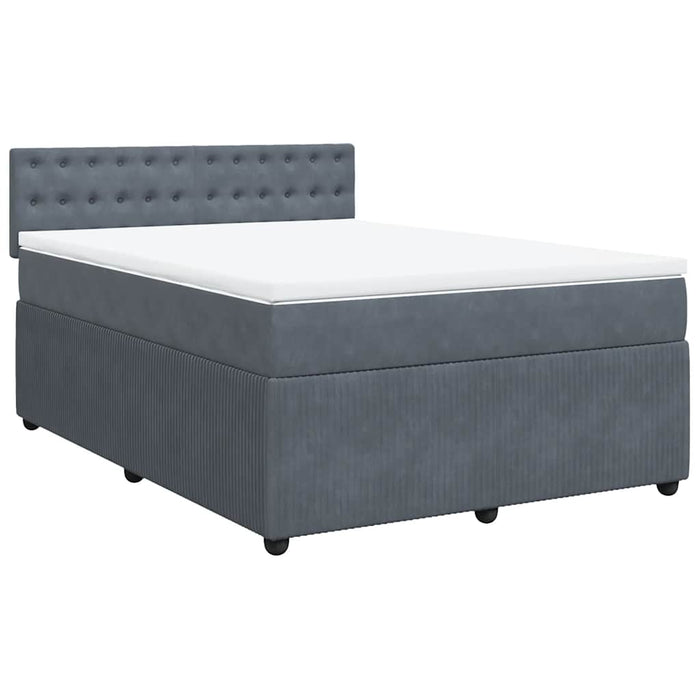 Pat box spring cu saltea, gri închis, 160x200 cm, catifea - WALTI WALTI
