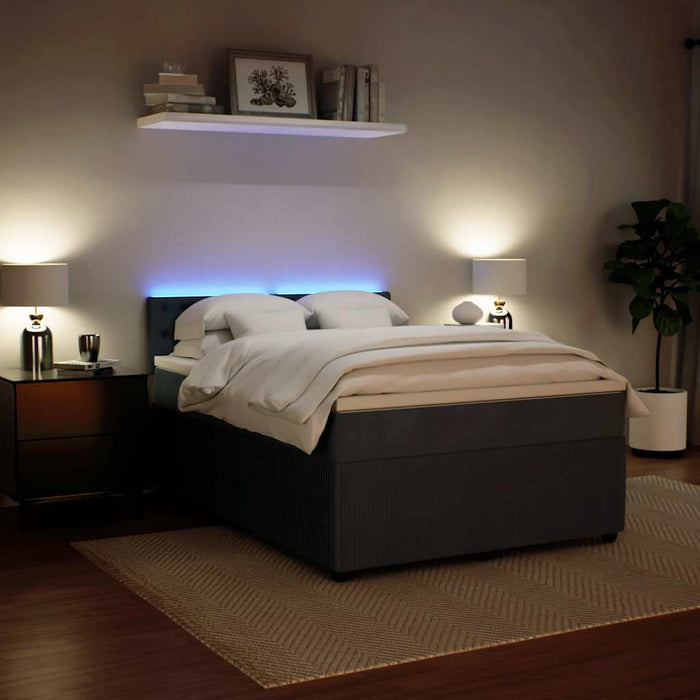Pat box spring cu saltea, gri închis, 160x200 cm, catifea - WALTI WALTI