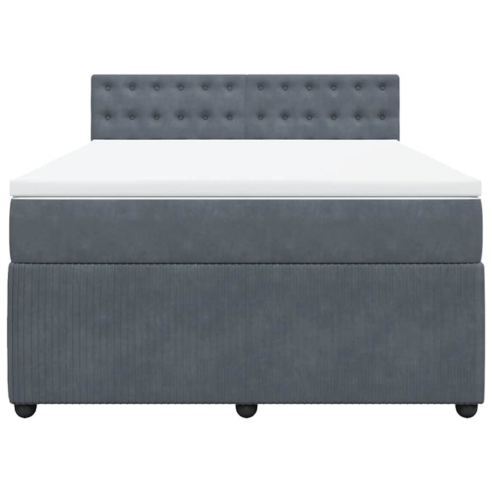 Pat box spring cu saltea, gri închis, 160x200 cm, catifea - WALTI WALTI