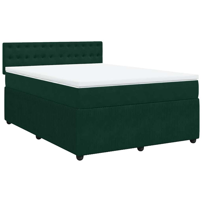Pat box spring cu saltea, verde închis, 160x200 cm, catifea - WALTI WALTI