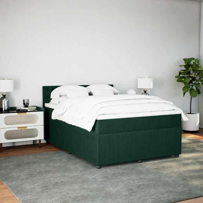 Pat box spring cu saltea, verde închis, 160x200 cm, catifea - WALTI WALTI
