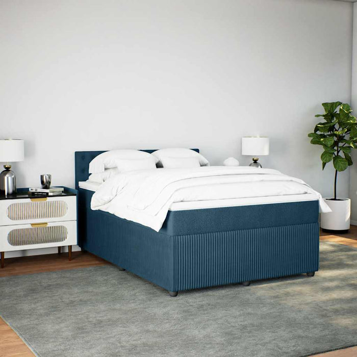 Pat box spring cu saltea, albastru, 160x200 cm, catifea - WALTI WALTI