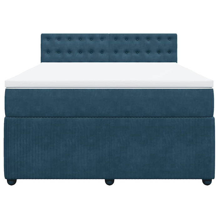 Pat box spring cu saltea, albastru, 160x200 cm, catifea - WALTI WALTI
