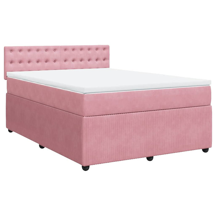 Pat box spring cu saltea, roz, 160x200 cm, catifea - WALTI WALTI