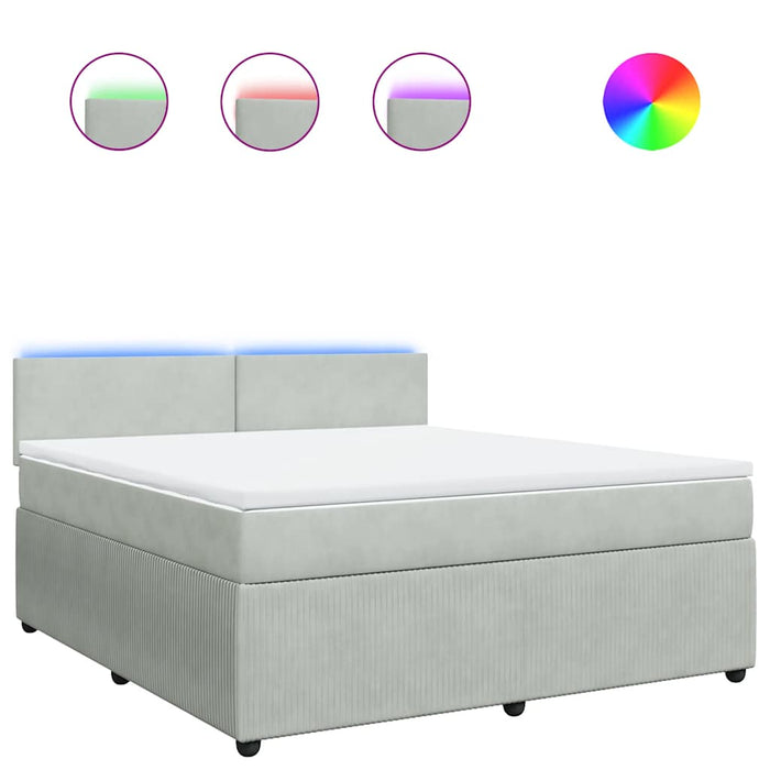 Pat box spring cu saltea, gri deschis, 180x200 cm, catifea - WALTI WALTI