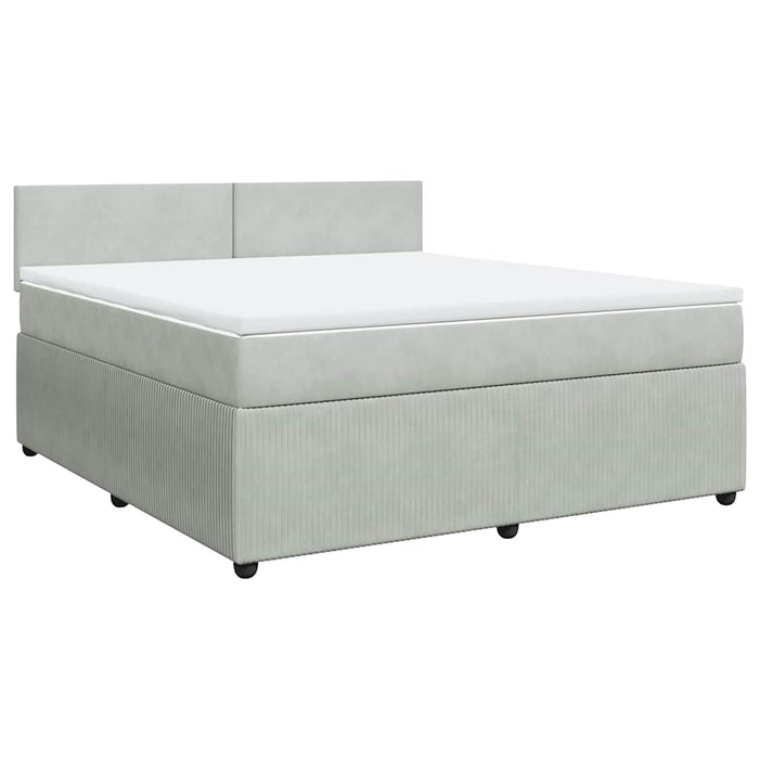 Pat box spring cu saltea, gri deschis, 180x200 cm, catifea - WALTI WALTI