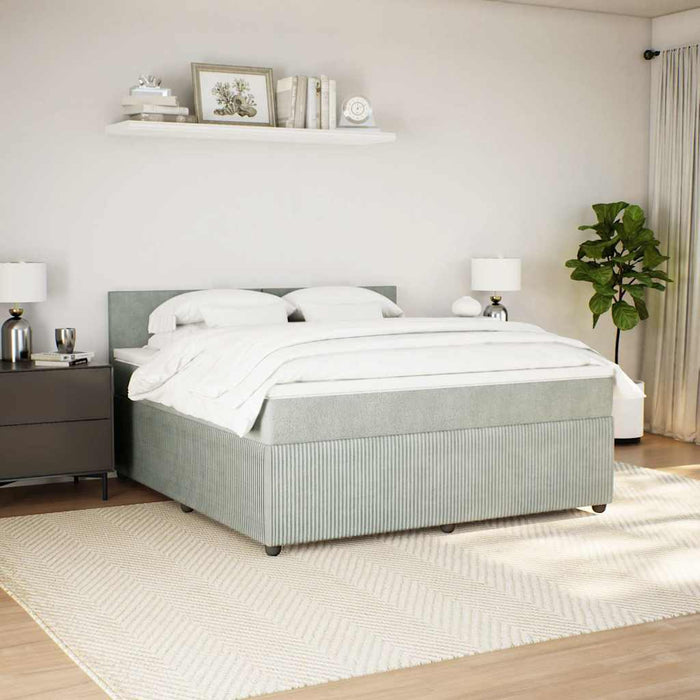 Pat box spring cu saltea, gri deschis, 180x200 cm, catifea - WALTI WALTI