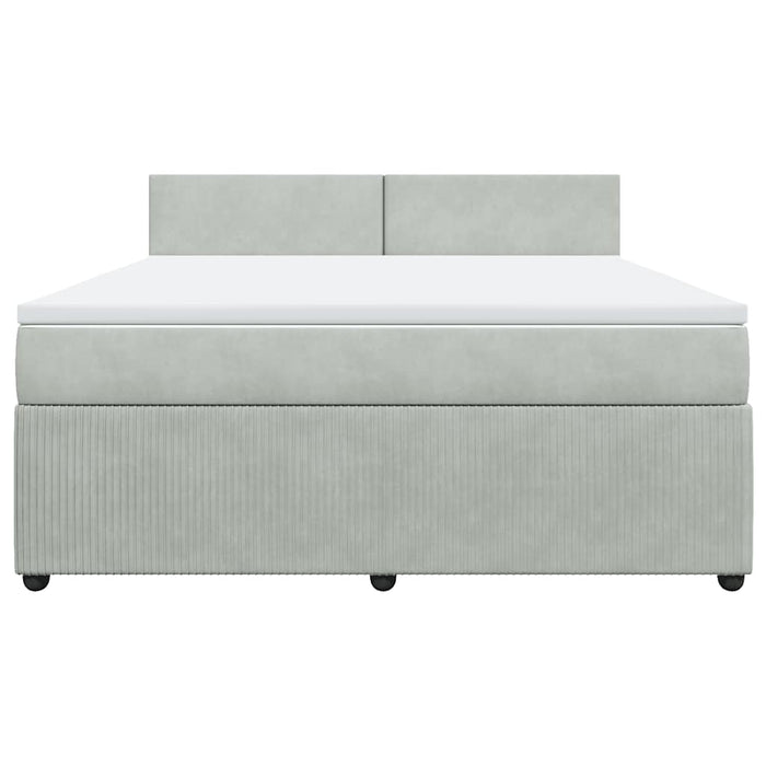 Pat box spring cu saltea, gri deschis, 180x200 cm, catifea - WALTI WALTI
