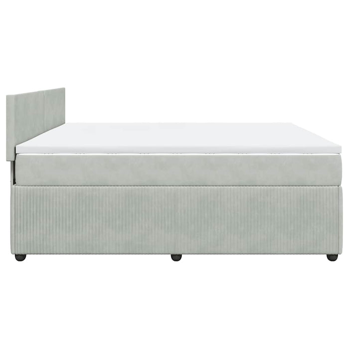 Pat box spring cu saltea, gri deschis, 180x200 cm, catifea - WALTI WALTI