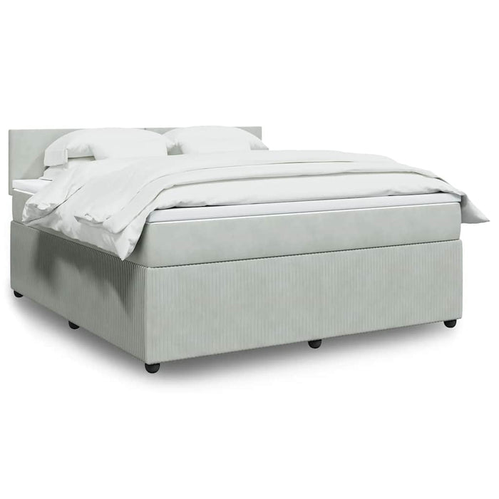 Pat box spring cu saltea, gri deschis, 180x200 cm, catifea - WALTI WALTI
