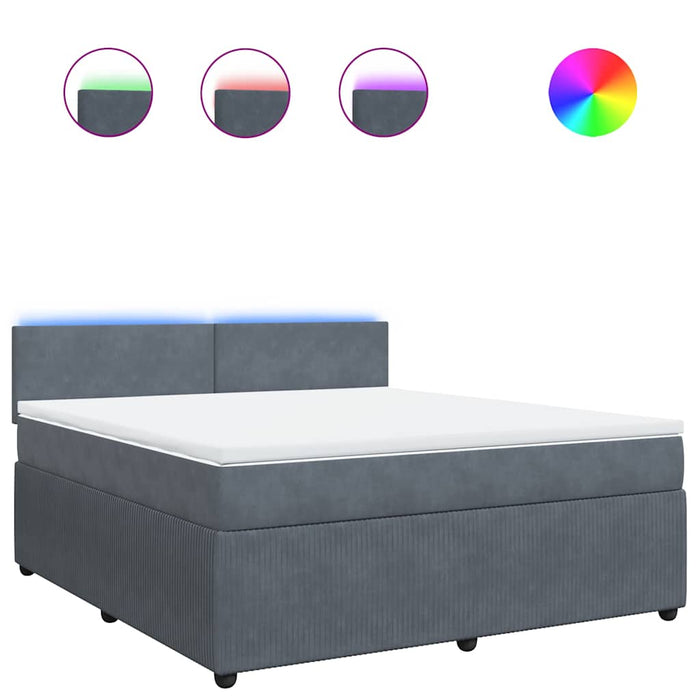 Pat box spring cu saltea, gri închis, 180x200 cm, catifea - WALTI WALTI