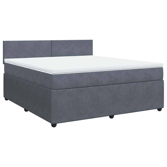 Pat box spring cu saltea, gri închis, 180x200 cm, catifea - WALTI WALTI