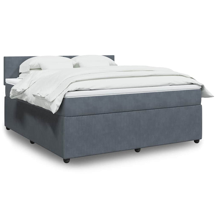 Pat box spring cu saltea, gri închis, 180x200 cm, catifea - WALTI WALTI