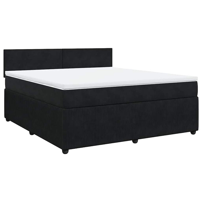 Pat box spring cu saltea, negru, 180x200 cm, catifea WALTI