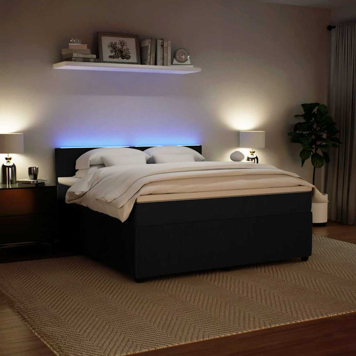 Pat box spring cu saltea, negru, 180x200 cm, catifea WALTI