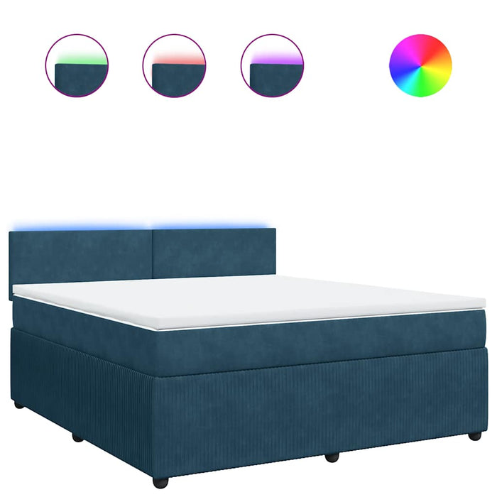 Pat box spring cu saltea, albastru, 180x200 cm, catifea - WALTI WALTI