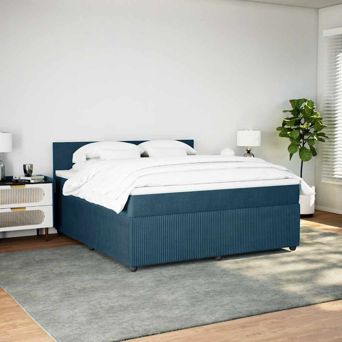 Pat box spring cu saltea, albastru, 180x200 cm, catifea - WALTI WALTI
