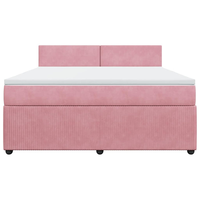 Pat box spring cu saltea, roz, 180x200 cm, catifea - WALTI WALTI