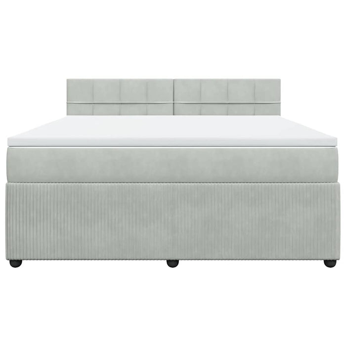 Pat box spring cu saltea, gri deschis, 180x200 cm, catifea - WALTI WALTI