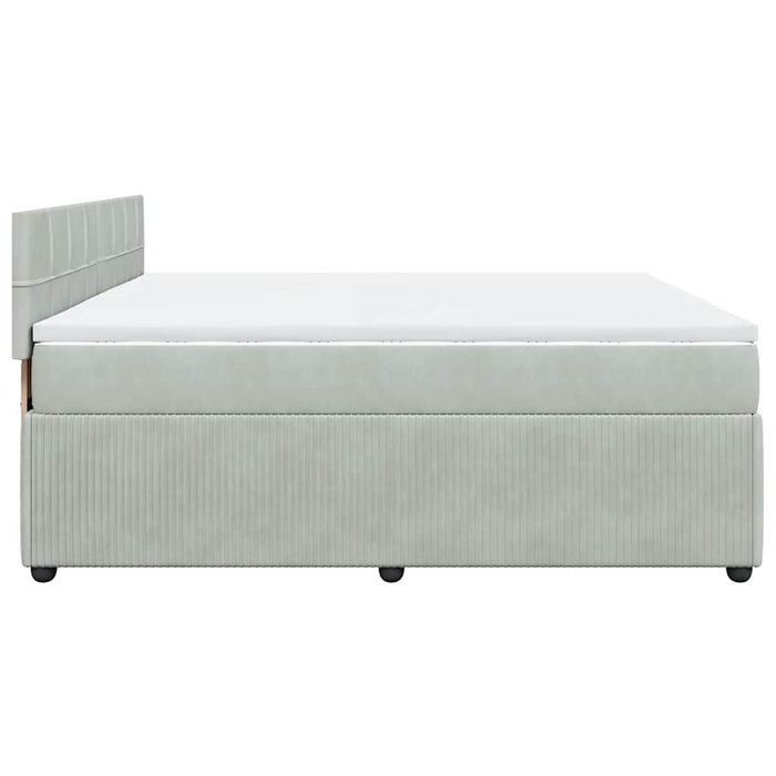 Pat box spring cu saltea, gri deschis, 180x200 cm, catifea - WALTI WALTI