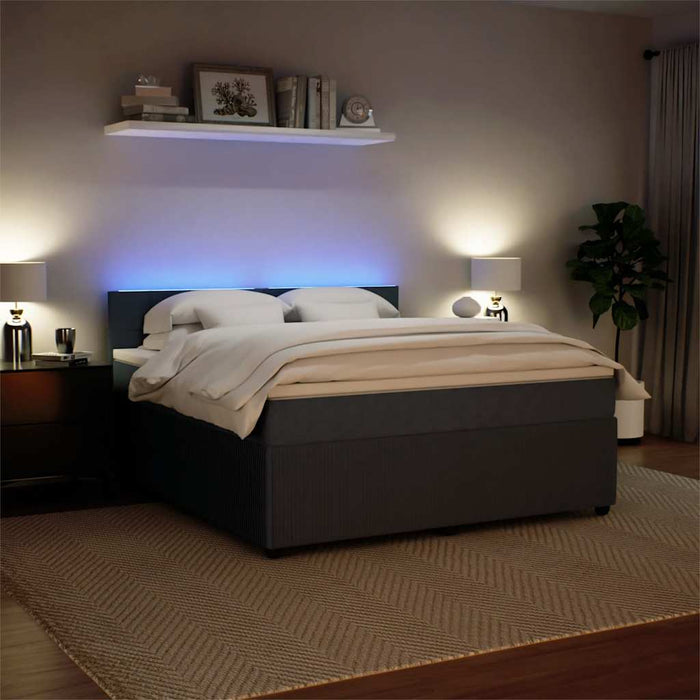 Pat box spring cu saltea, gri închis, 180x200 cm, catifea - WALTI WALTI