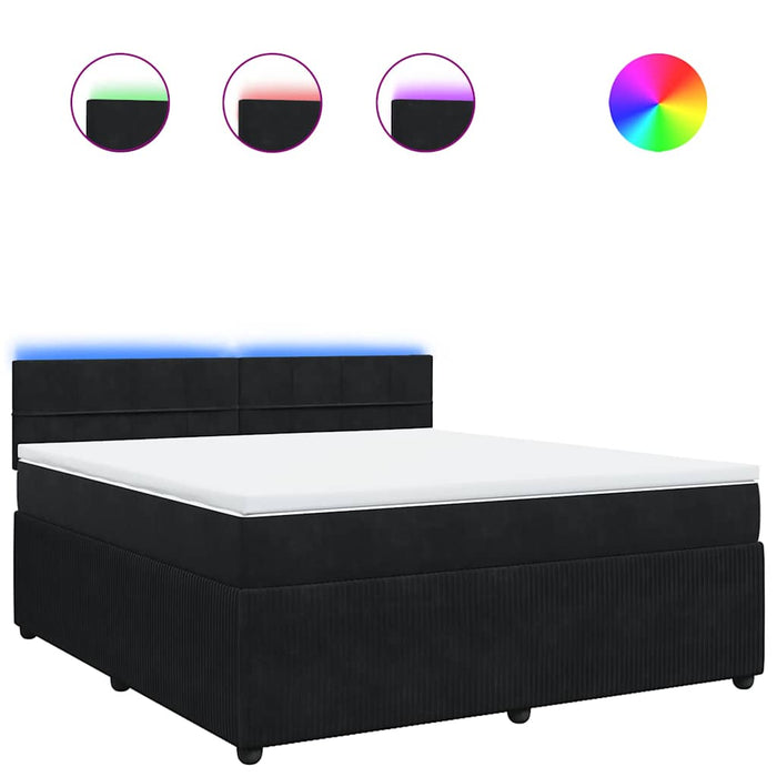 Pat box spring cu saltea, negru, 180x200 cm, catifea - WALTI WALTI