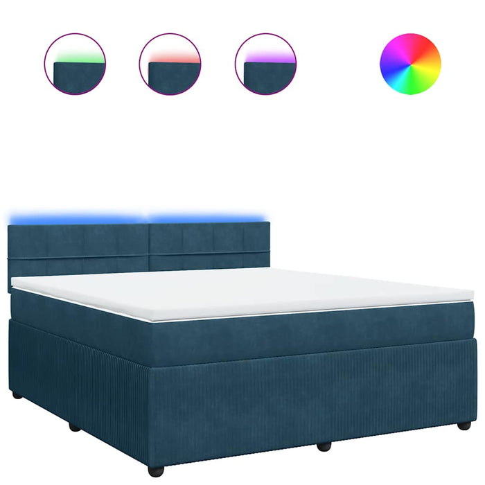 Pat box spring cu saltea, albastru, 180x200 cm, catifea - WALTI WALTI