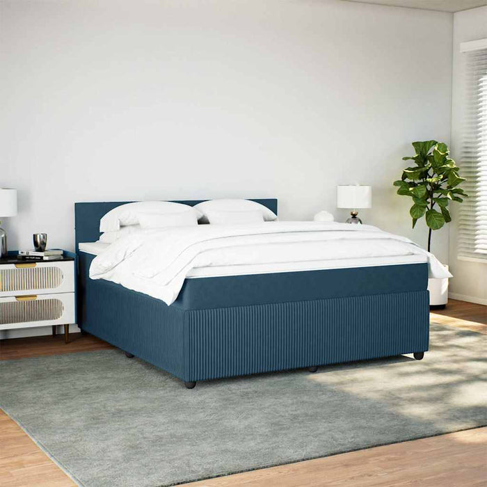 Pat box spring cu saltea, albastru, 180x200 cm, catifea - WALTI WALTI
