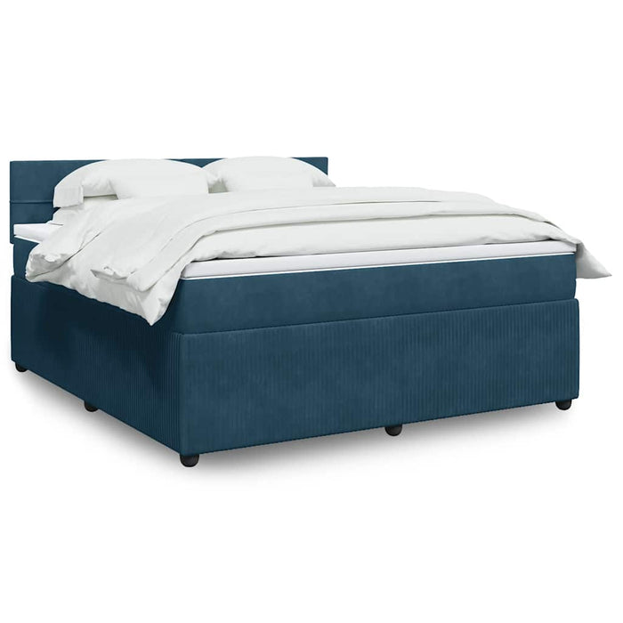 Pat box spring cu saltea, albastru, 180x200 cm, catifea - WALTI WALTI
