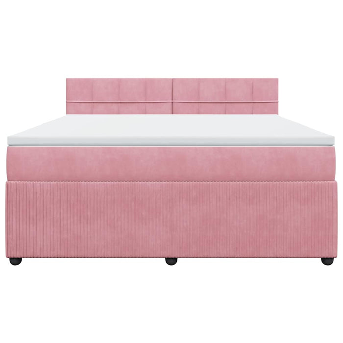 Pat box spring cu saltea, roz, 180x200 cm, catifea - WALTI WALTI