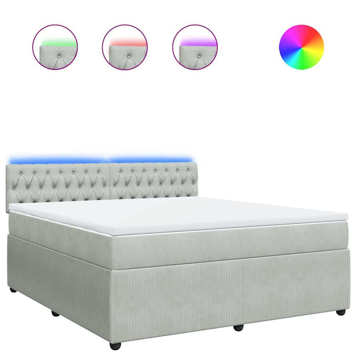 Pat box spring cu saltea, gri deschis, 180x200 cm, catifea - WALTI WALTI