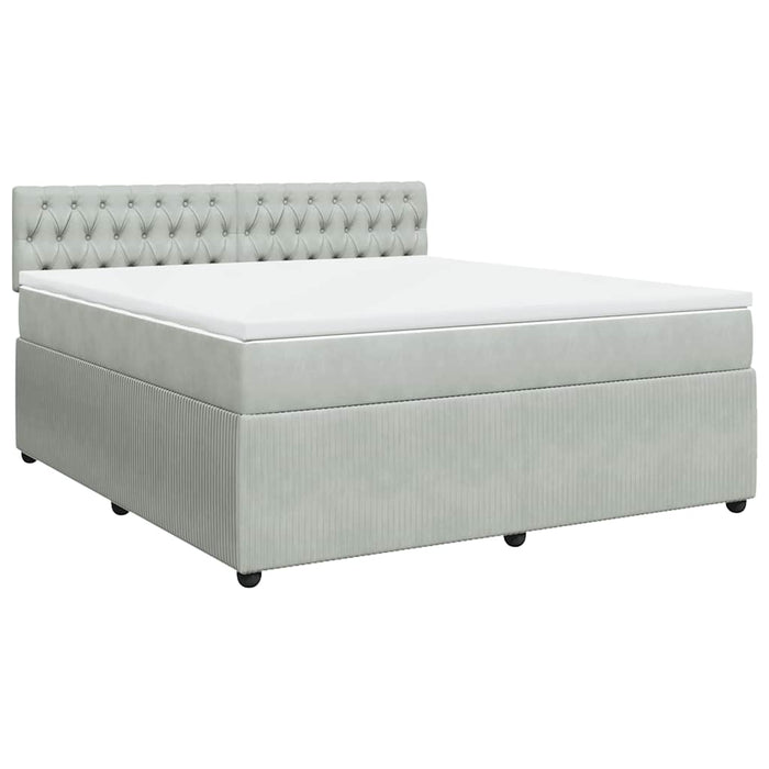 Pat box spring cu saltea, gri deschis, 180x200 cm, catifea - WALTI WALTI