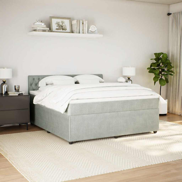Pat box spring cu saltea, gri deschis, 180x200 cm, catifea - WALTI WALTI