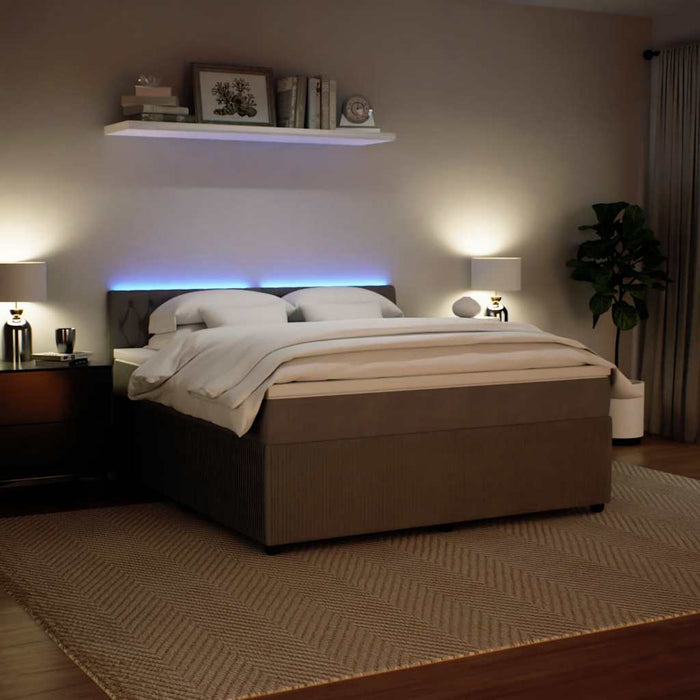 Pat box spring cu saltea, gri deschis, 180x200 cm, catifea - WALTI WALTI