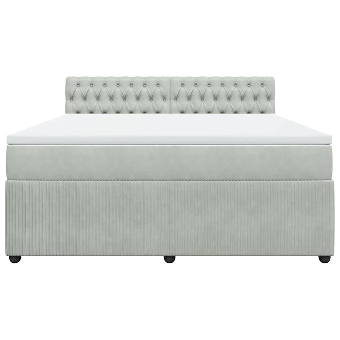 Pat box spring cu saltea, gri deschis, 180x200 cm, catifea - WALTI WALTI